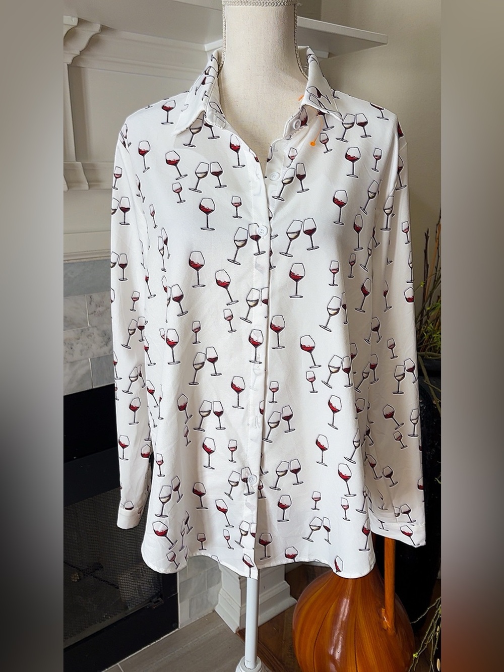 Size XL Wine Glass Button Down